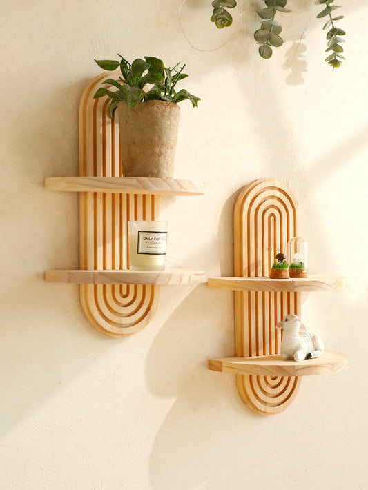 Bohemian Style Wooden Decorative Wall Shelf
